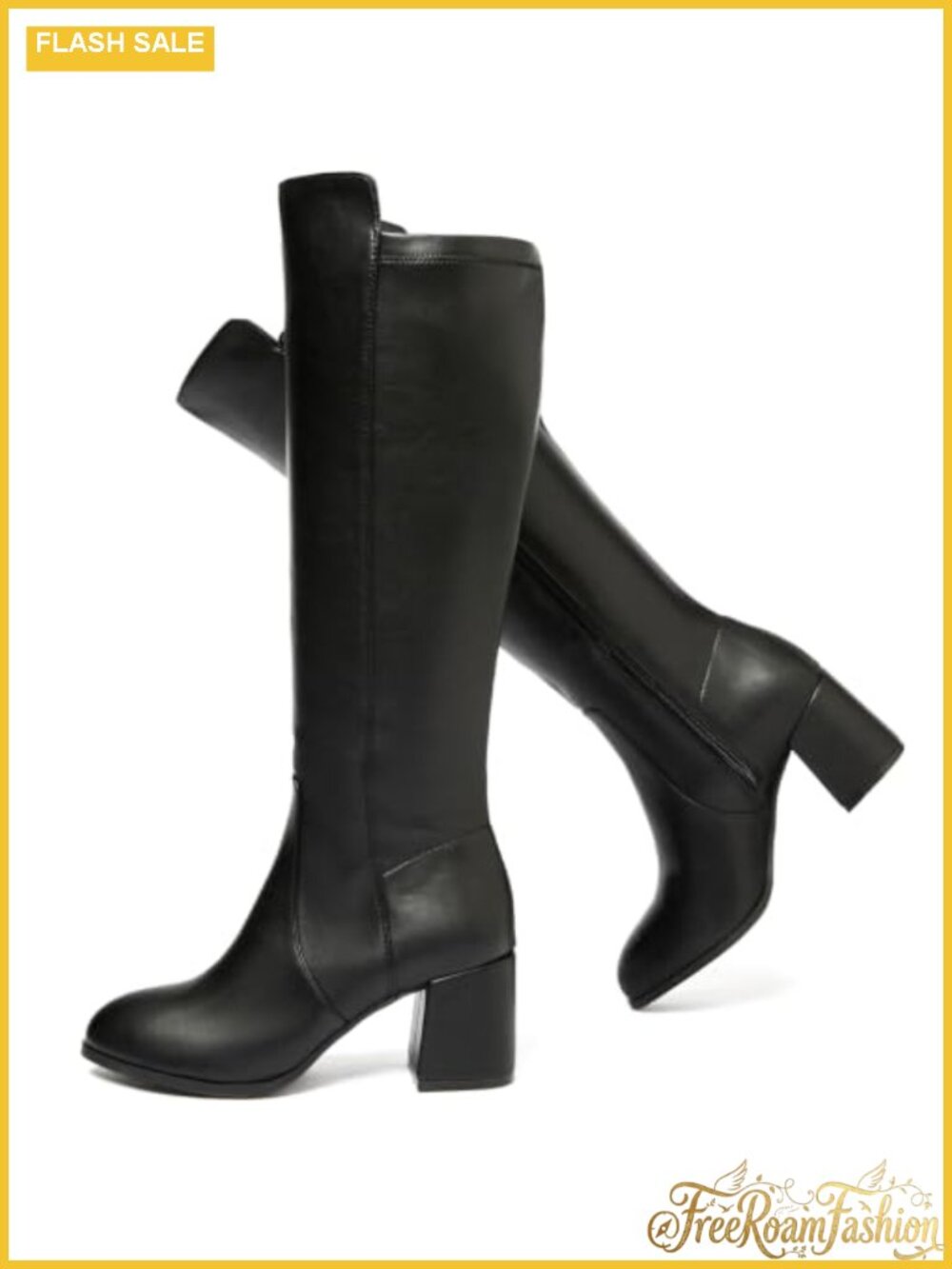 Extra Wide Calf Knee High Boots Faux Leather Memory Foam Flat Riding Boots